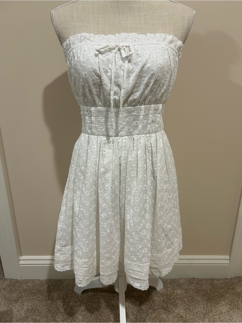 Strapless White Eyelet Sundress